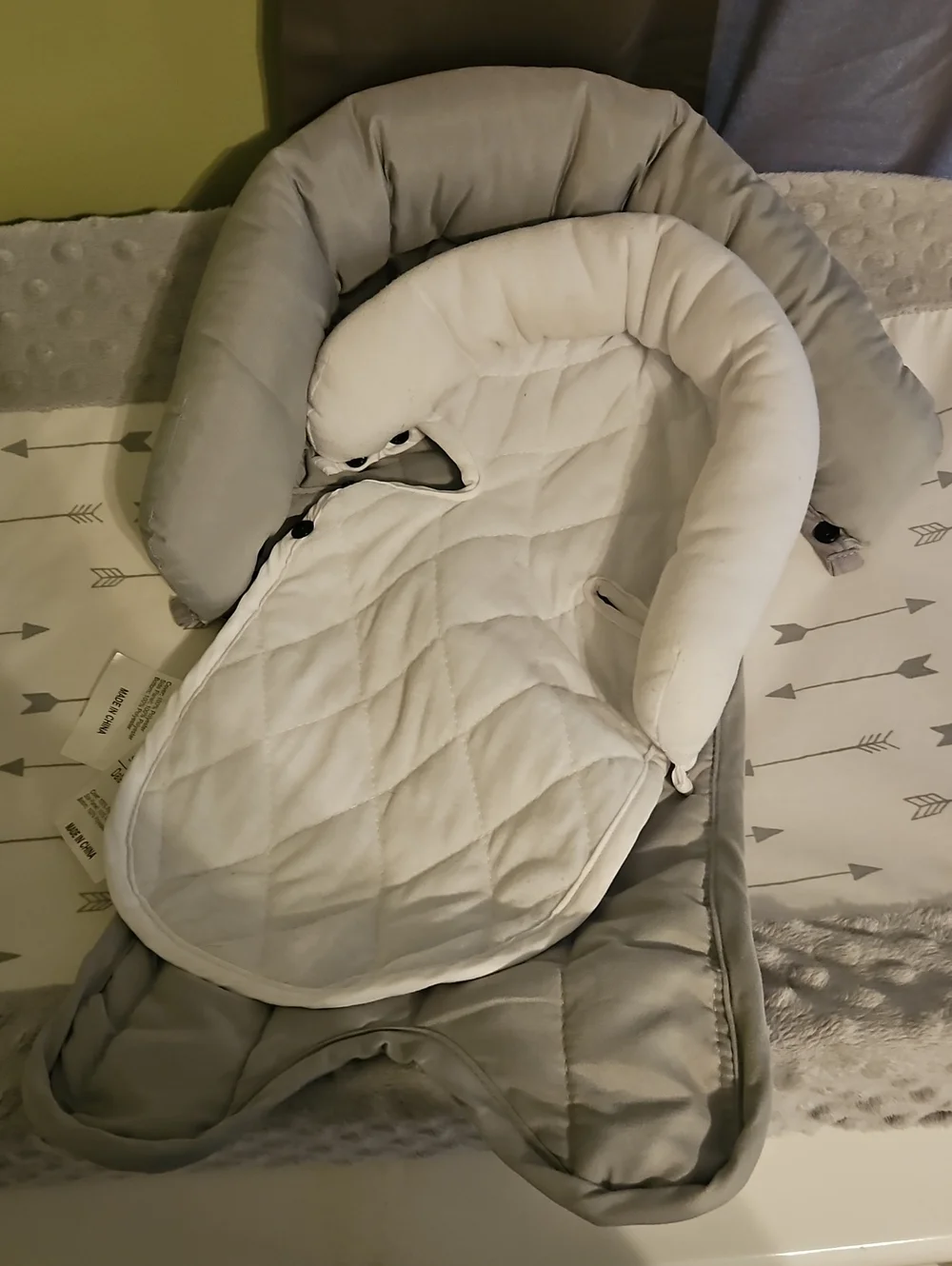Baby Pillows in Gray & White - Head/neck Support Infant Carseat Lounger Inserts